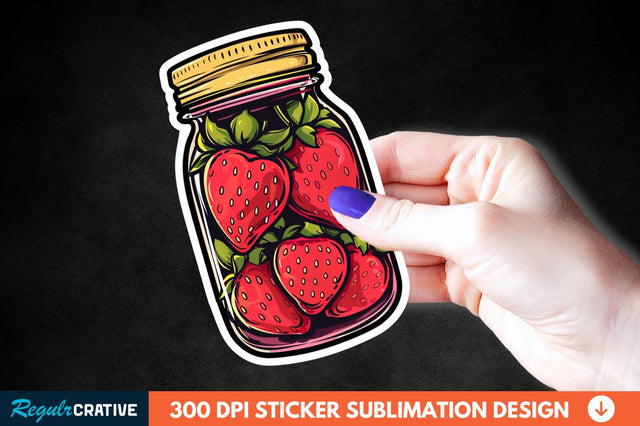 Strawberry In Jar Sticker Clipart Sublimation Regulrcrative 