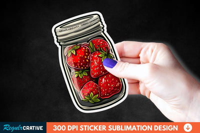 Strawberry In Jar Sticker Clipart Sublimation Regulrcrative 