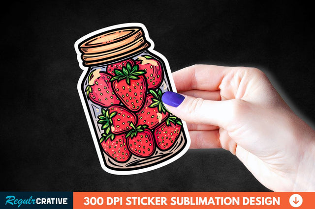 Strawberry In Jar Sticker Clipart Sublimation Regulrcrative 