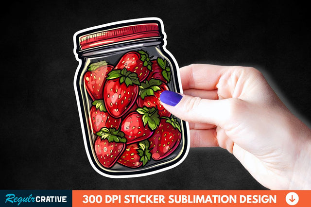Strawberry In Jar Sticker Clipart Sublimation Regulrcrative 