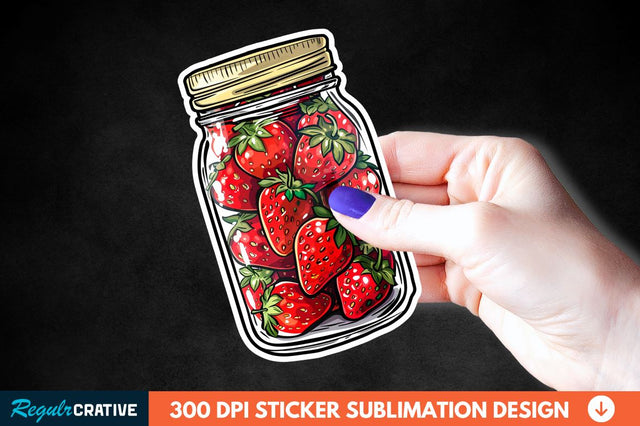 Strawberry In Jar Sticker Clipart Sublimation Regulrcrative 