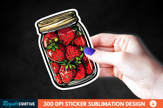 Strawberry In Jar Sticker Clipart Sublimation Regulrcrative 