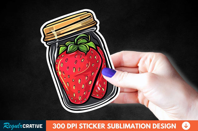 Strawberry In Jar Sticker Clipart Sublimation Regulrcrative 