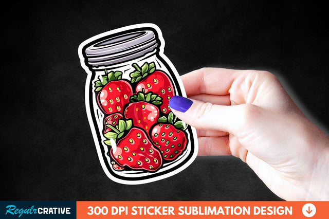 Strawberry In Jar Sticker Clipart Sublimation Regulrcrative 