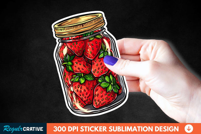 Strawberry In Jar Sticker Clipart Sublimation Regulrcrative 