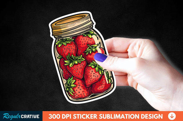 Strawberry In Jar Sticker Clipart Sublimation Regulrcrative 