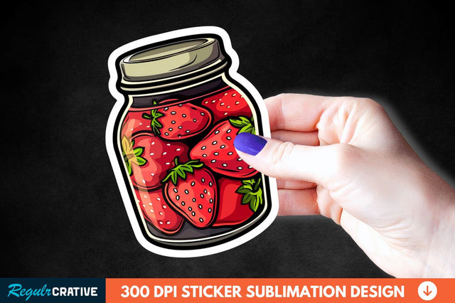 Strawberry In Jar Sticker Clipart Sublimation Regulrcrative 