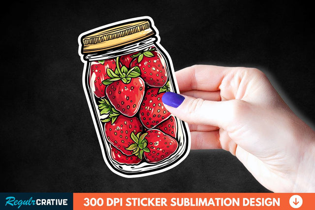 Strawberry In Jar Sticker Clipart Sublimation Regulrcrative 