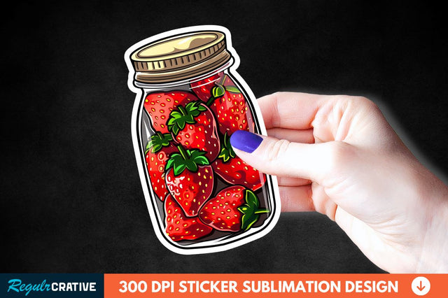 Strawberry In Jar Sticker Clipart Sublimation Regulrcrative 