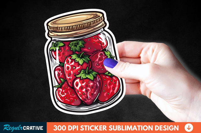Strawberry In Jar Sticker Clipart Sublimation Regulrcrative 