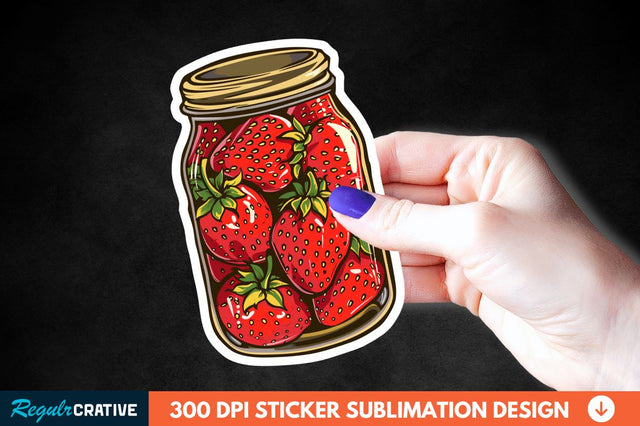 Strawberry In Jar Sticker Clipart Sublimation Regulrcrative 