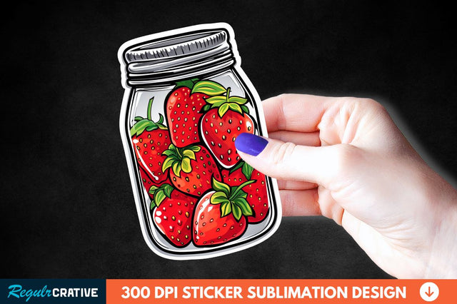 Strawberry In Jar Sticker Clipart Sublimation Regulrcrative 