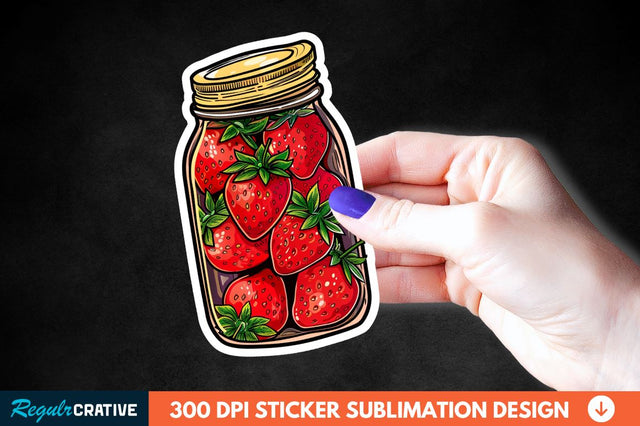 Strawberry In Jar Sticker Clipart Sublimation Regulrcrative 