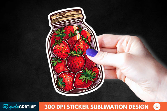 Strawberry In Jar Sticker Clipart Sublimation Regulrcrative 