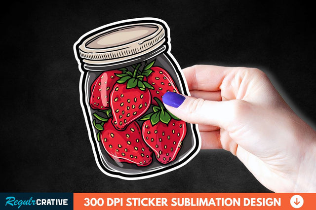 Strawberry In Jar Sticker Clipart Sublimation Regulrcrative 