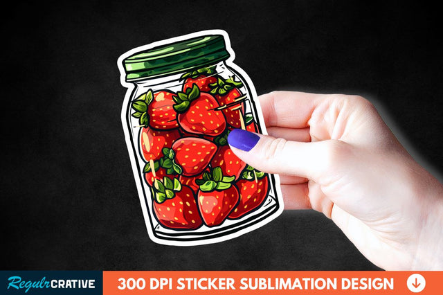 Strawberry In Jar Sticker Clipart Sublimation Regulrcrative 