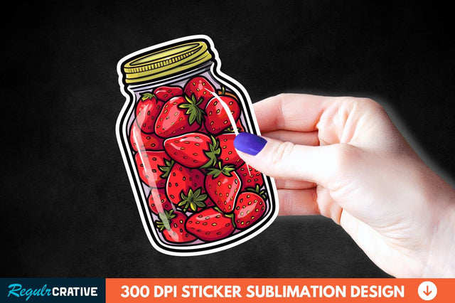 Strawberry In Jar Sticker Clipart Sublimation Regulrcrative 