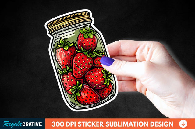 Strawberry In Jar Sticker Clipart Sublimation Regulrcrative 