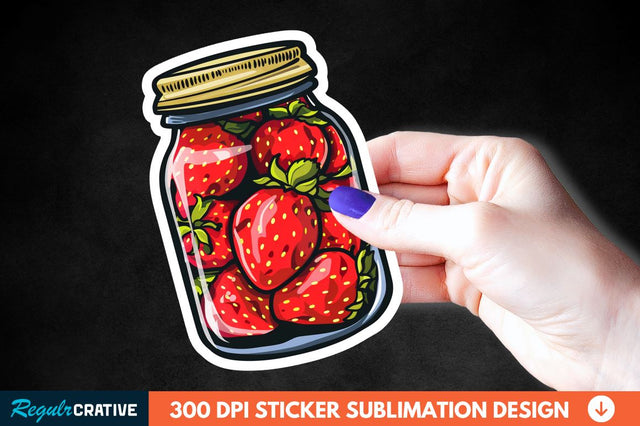 Strawberry In Jar Sticker Clipart Sublimation Regulrcrative 