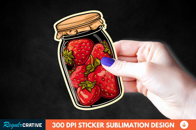 Strawberry In Jar Sticker Clipart Sublimation Regulrcrative 