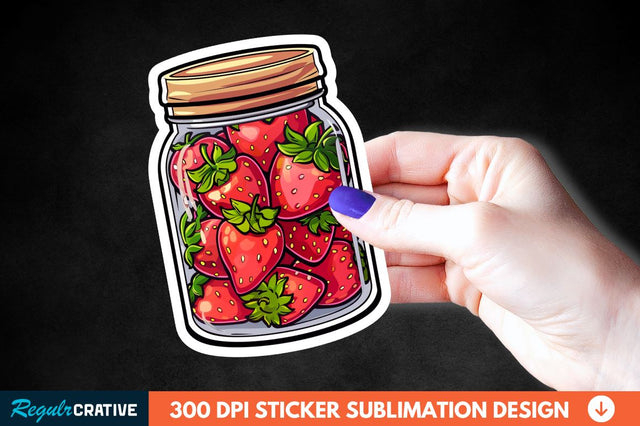 Strawberry In Jar Sticker Clipart Sublimation Regulrcrative 