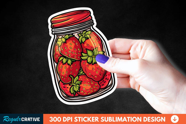 Strawberry In Jar Sticker Clipart Sublimation Regulrcrative 
