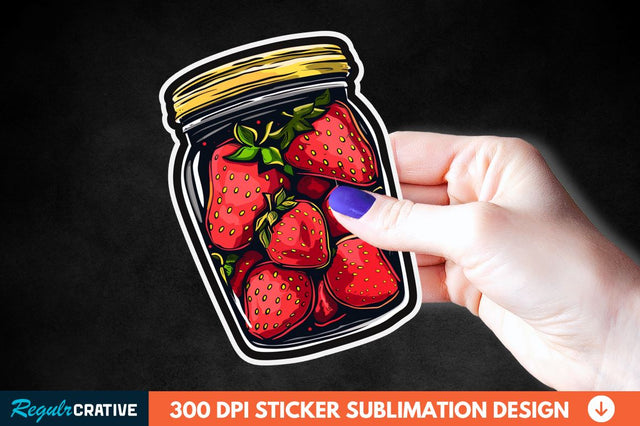Strawberry In Jar Sticker Clipart Sublimation Regulrcrative 