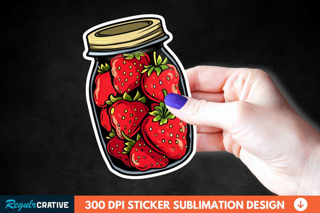 Strawberry In Jar Sticker Clipart Sublimation Regulrcrative 