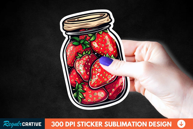 Strawberry In Jar Sticker Clipart Sublimation Regulrcrative 