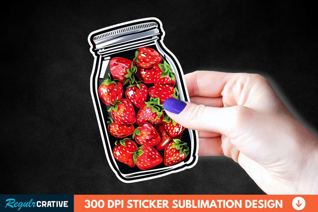 Strawberry In Jar Sticker Clipart Sublimation Regulrcrative 