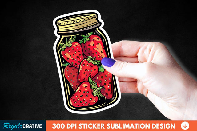 Strawberry In Jar Sticker Clipart Sublimation Regulrcrative 