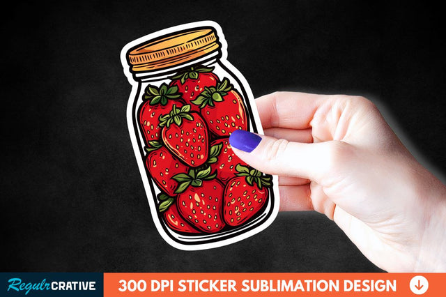 Strawberry In Jar Sticker Clipart Sublimation Regulrcrative 