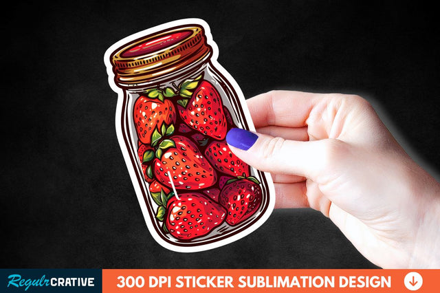 Strawberry In Jar Sticker Clipart Sublimation Regulrcrative 