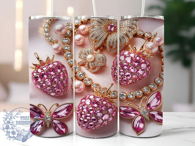 Strawberry Jewel Fantasy 20oz Tumbler, Strawberry Fantasy, Jewel Design, Sweet Theme, Sublimation Wrap, 20oz Tumbler, Whimsical Aesthetic, Enchanted Charm Sublimation ToriDesigns 