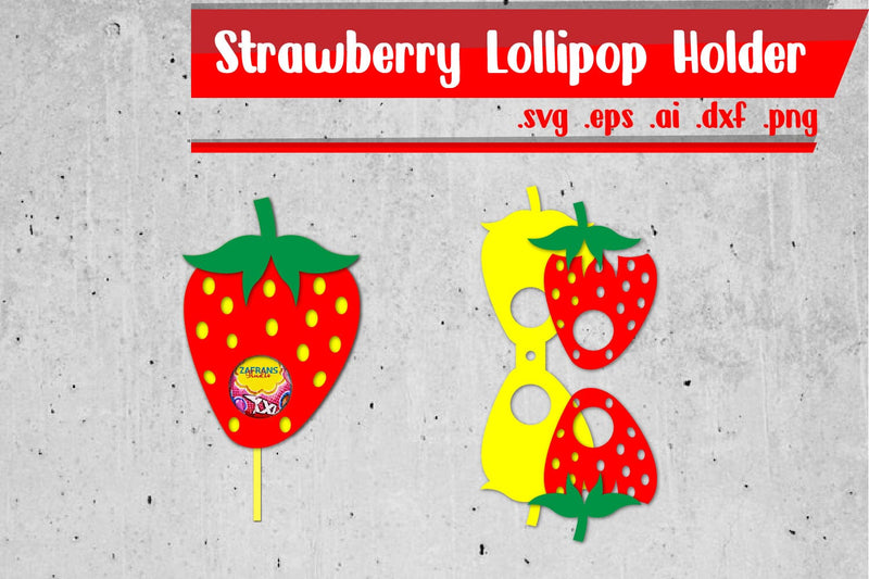 Strawberry Lollipop Holder SVG zafrans studio 