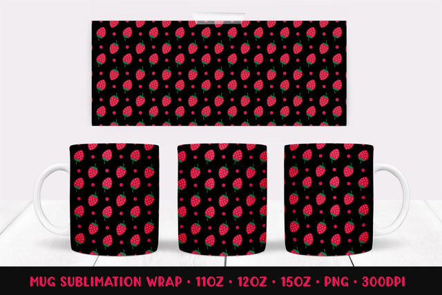 Strawberry Mug Sublimation Design. Summer Mug Wrap PNG 010 Sublimation LaBelezoka 