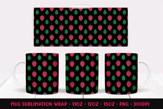 Strawberry Mug Sublimation Design. Summer Mug Wrap PNG 012 Sublimation LaBelezoka 
