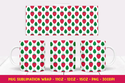 Strawberry Mug Sublimation Design. Summer Mug Wrap PNG 06 Sublimation LaBelezoka 