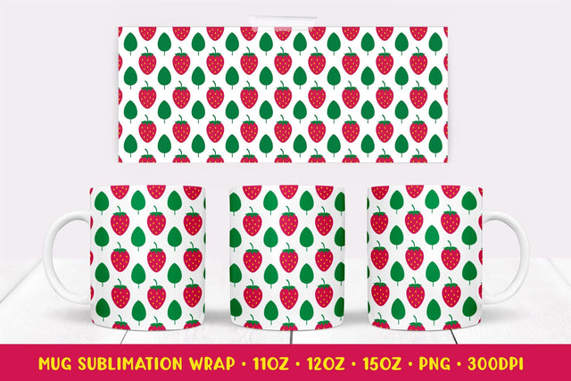 Strawberry Mug Sublimation Design. Summer Mug Wrap PNG 06 Sublimation LaBelezoka 