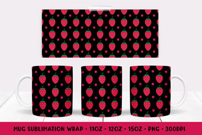 Strawberry Mug Sublimation Design. Summer Mug Wrap PNG 07 Sublimation LaBelezoka 