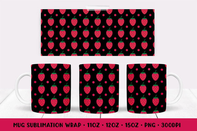 Strawberry Mug Sublimation Design. Summer Mug Wrap PNG 07 Sublimation LaBelezoka 