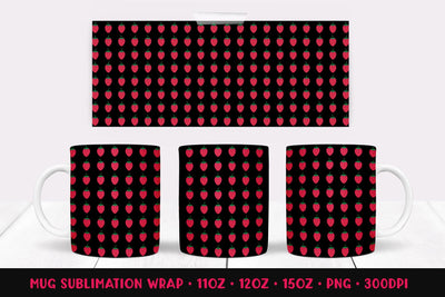 Strawberry Mug Sublimation Design. Summer Mug Wrap PNG 08 Sublimation LaBelezoka 