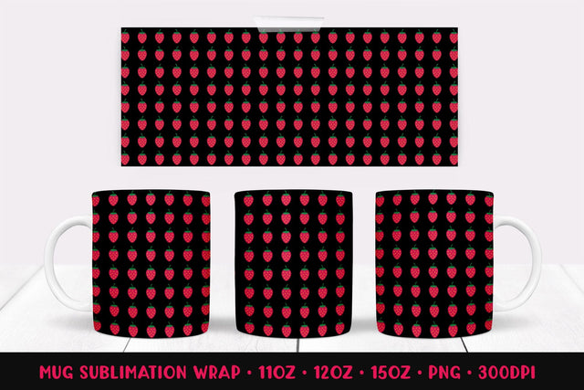 Strawberry Mug Sublimation Design. Summer Mug Wrap PNG 08 Sublimation LaBelezoka 