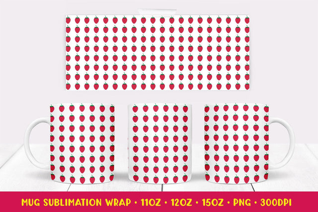 Strawberry Mug Sublimation Design. Summer Mug Wrap PNG Sublimation LaBelezoka 