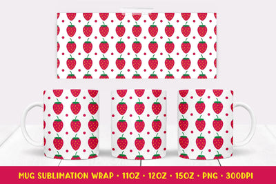 Strawberry Mug Sublimation Design. Summer Mug Wrap Sublimation LaBelezoka 