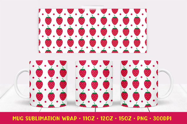 Strawberry Mug Sublimation Design. Summer Mug Wrap Sublimation LaBelezoka 