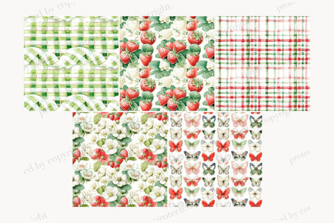 Strawberry Paper Pattern | Berries Background | Summer Farm Digital Pattern GlamArtZhanna 
