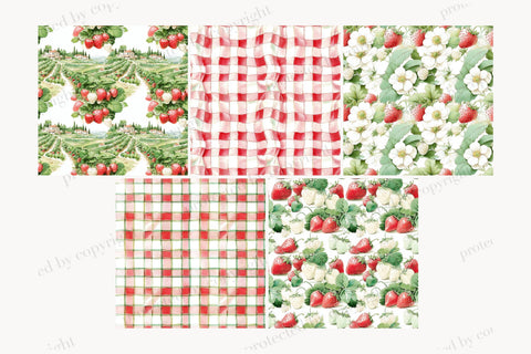 Strawberry Paper Pattern | Berries Background | Summer Farm Digital Pattern GlamArtZhanna 