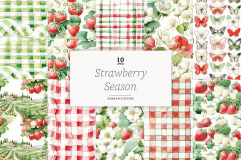 Strawberry Paper Pattern | Berries Background | Summer Farm Digital Pattern GlamArtZhanna 