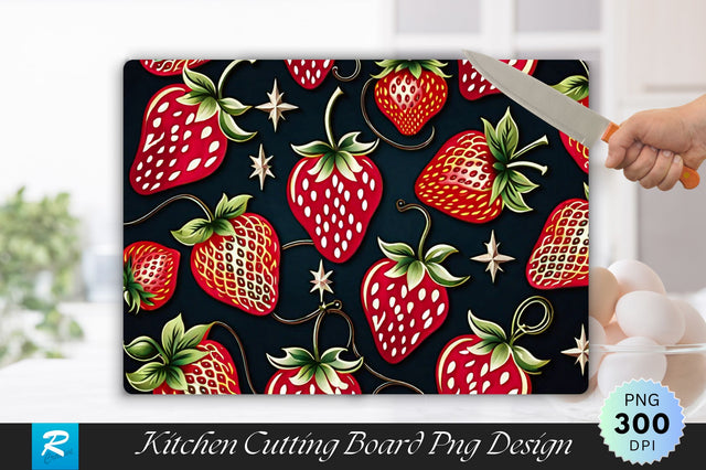 Strawberry Pattern Background Cutting Board Sublimation Regulrcrative 